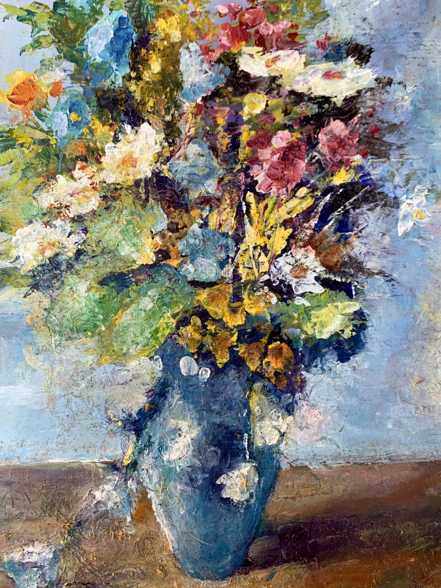 Oil painting Wild flowers in a blue vase Vadim Aksenov