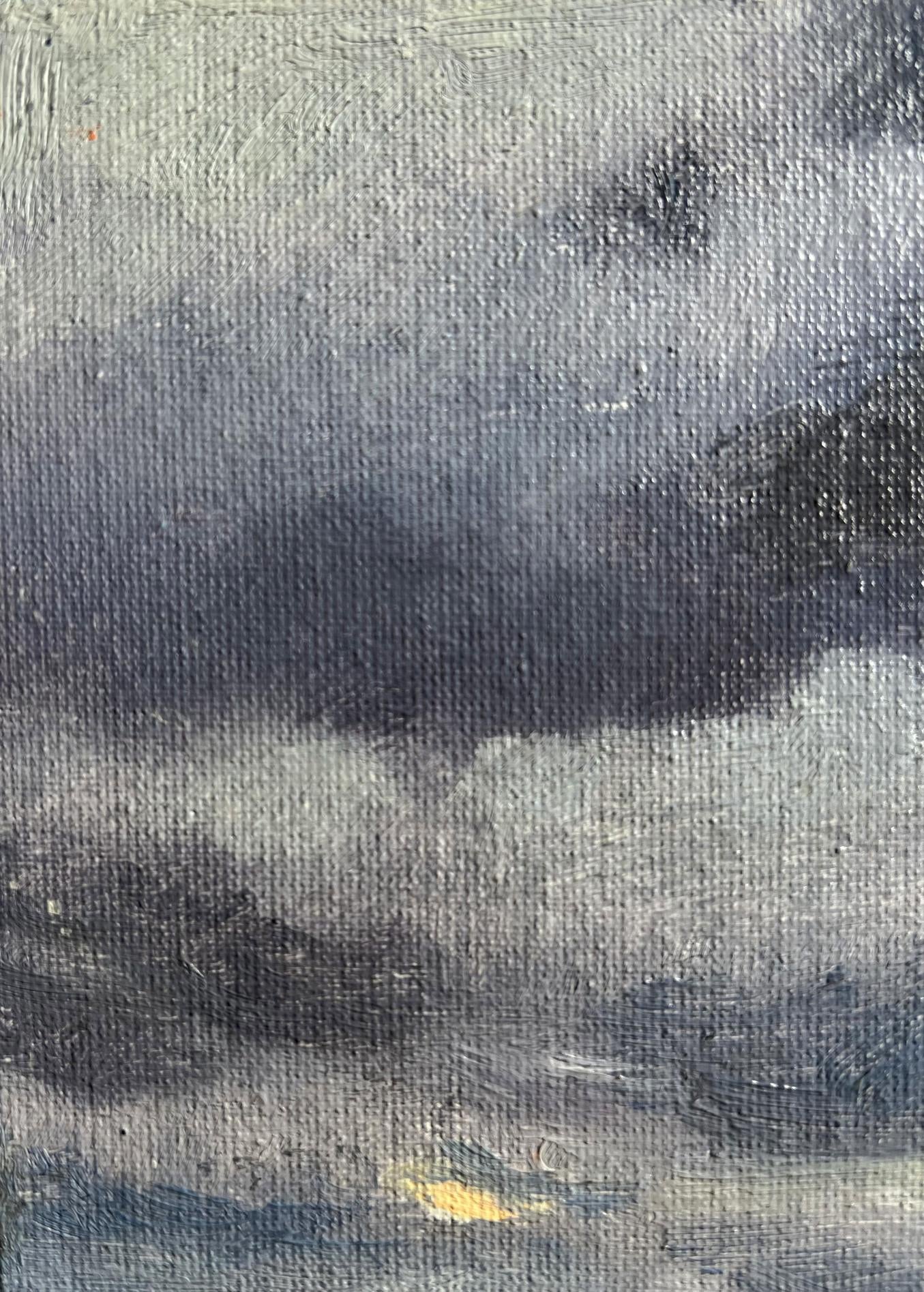 Oil painting Yellow sunset over the city Tatyana Derdey