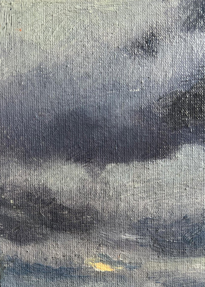 Oil painting Yellow sunset over the city Tatyana Derdey