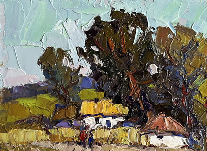 Oil painting Village houses Oksana Ivanyuk