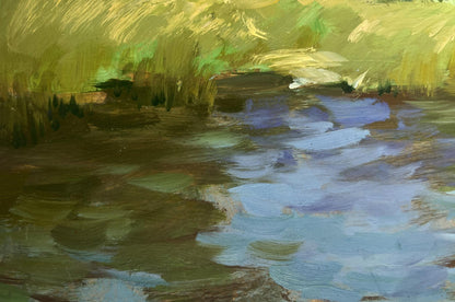 Oil painting A downpour is approaching by the river Yuriy Suprunchuk