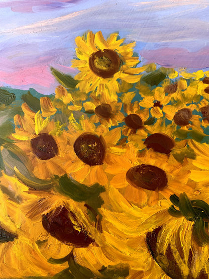 Oil painting Sunflowers along the road Valentina Simashchuk