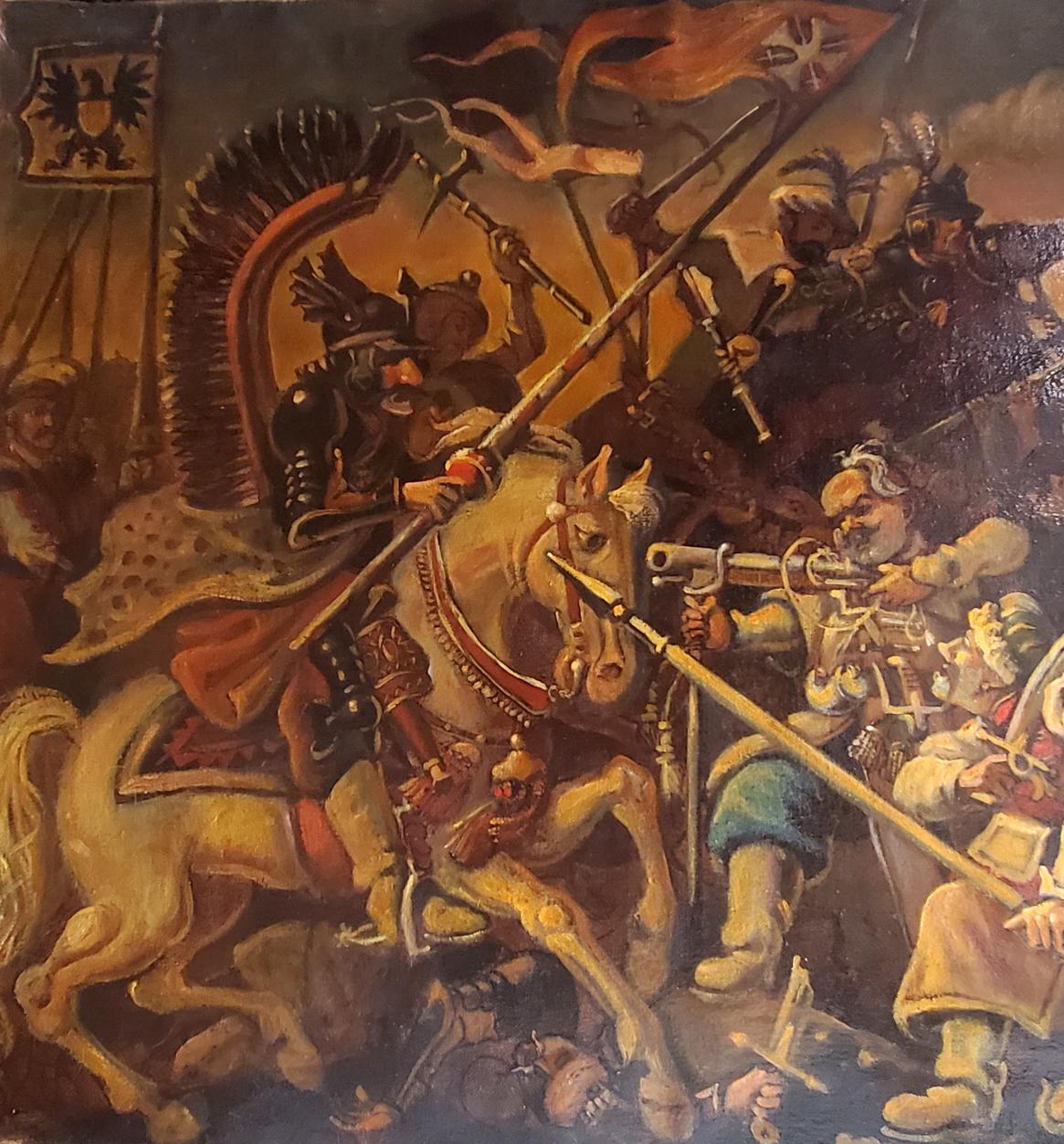 Oil painting The battle of the Zaporozhians with the Poles Daniil Litvinov