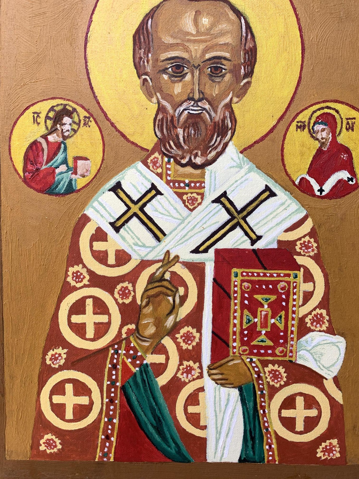 Oil painting Icon of the Saint Oleksandr Gukalov