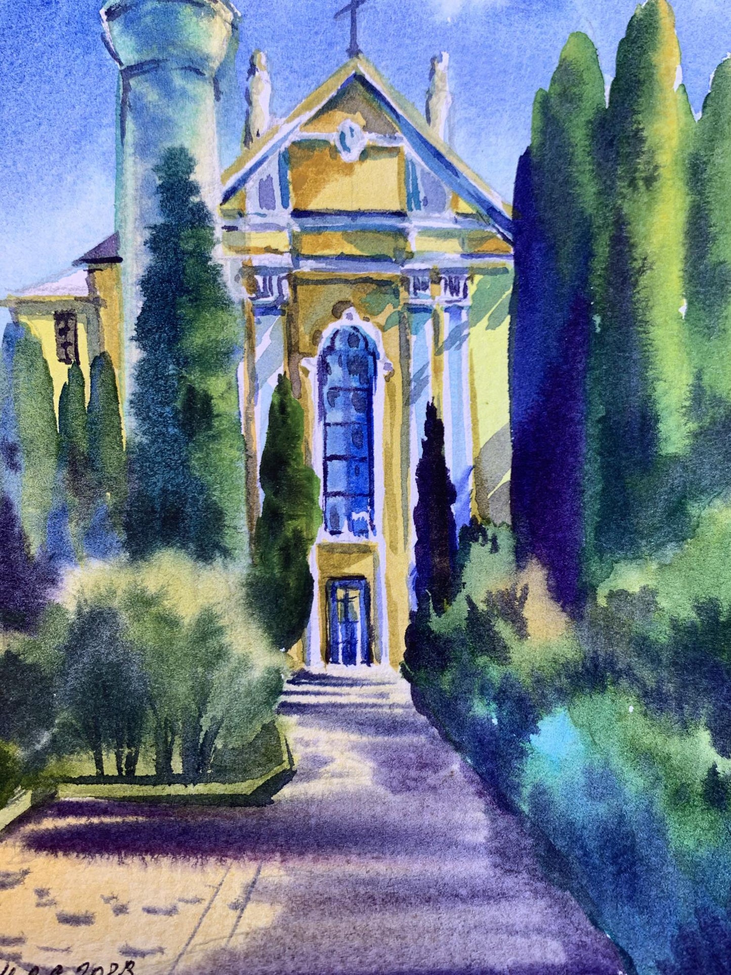 Watercolor painting Sacred place Svetlana Gramm