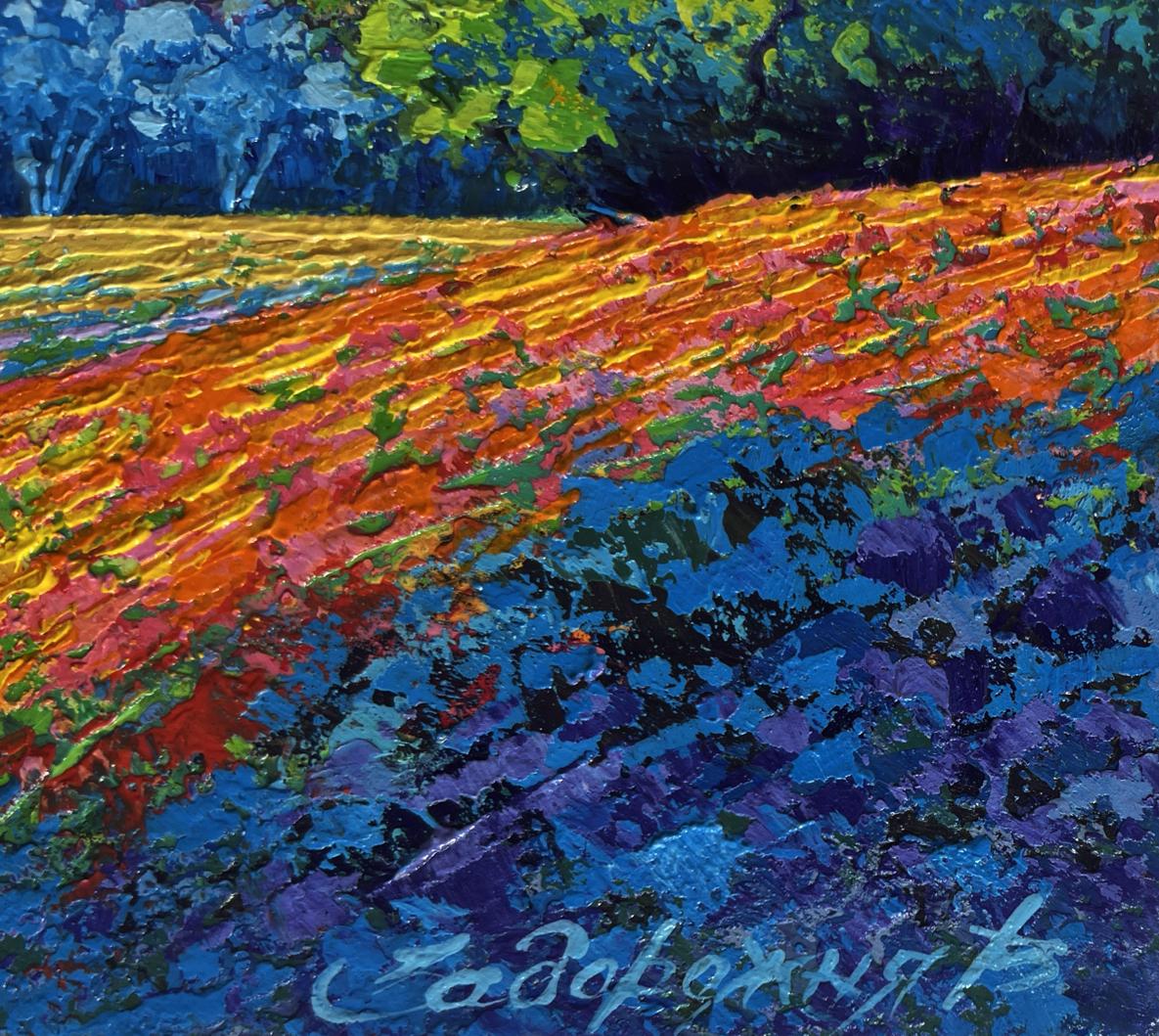 Oil painting Quiet evening in blue shadows V. Zadorozhnya