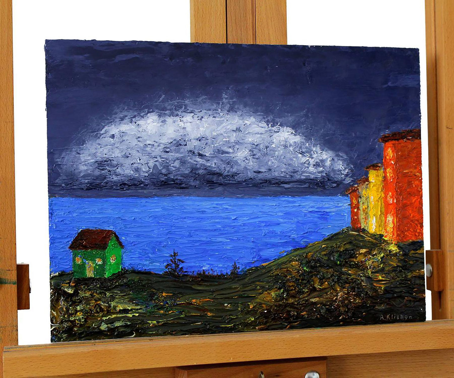 Oil painting Seaside street landscape Andriy Klishyn