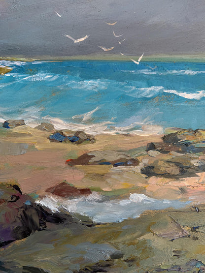 OIl painting White seagulls on the seashore Yuriy Suprunchuk