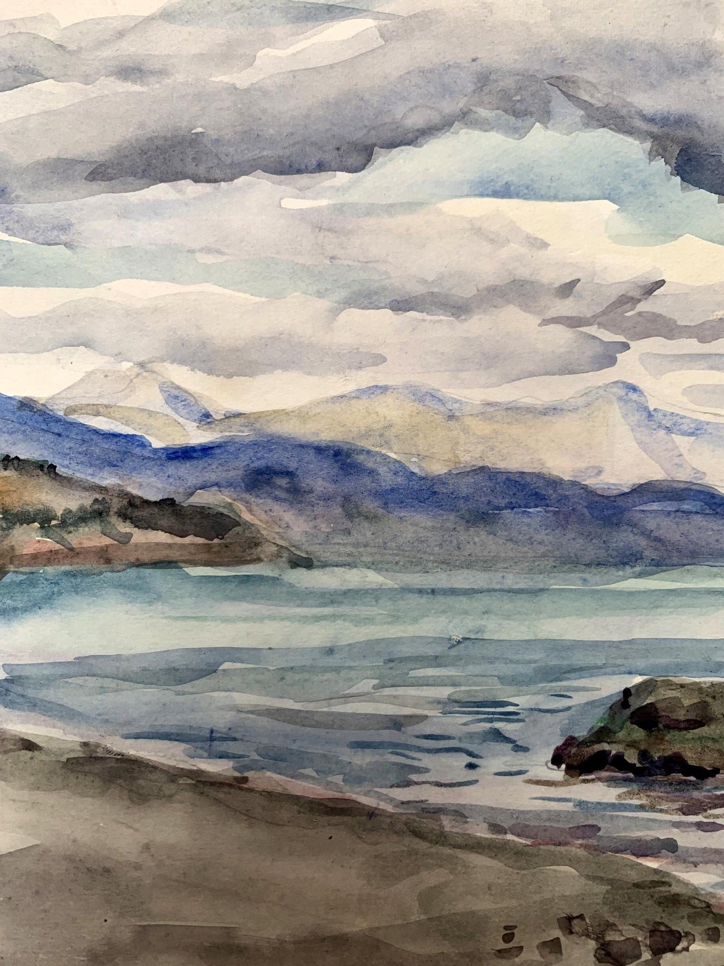Watercolor painting Covered with clouds Unknown artist