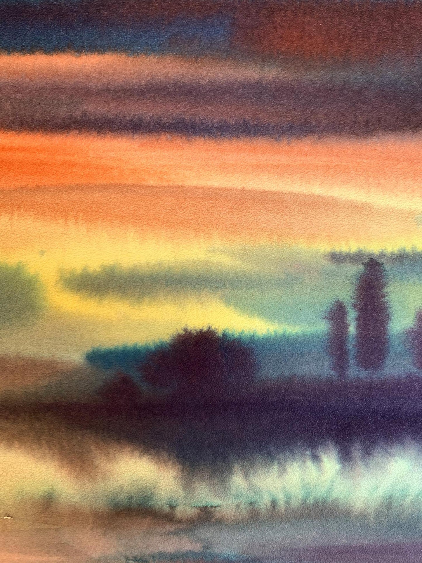 Watercolor painting Colorful evening Svetlana Gramm