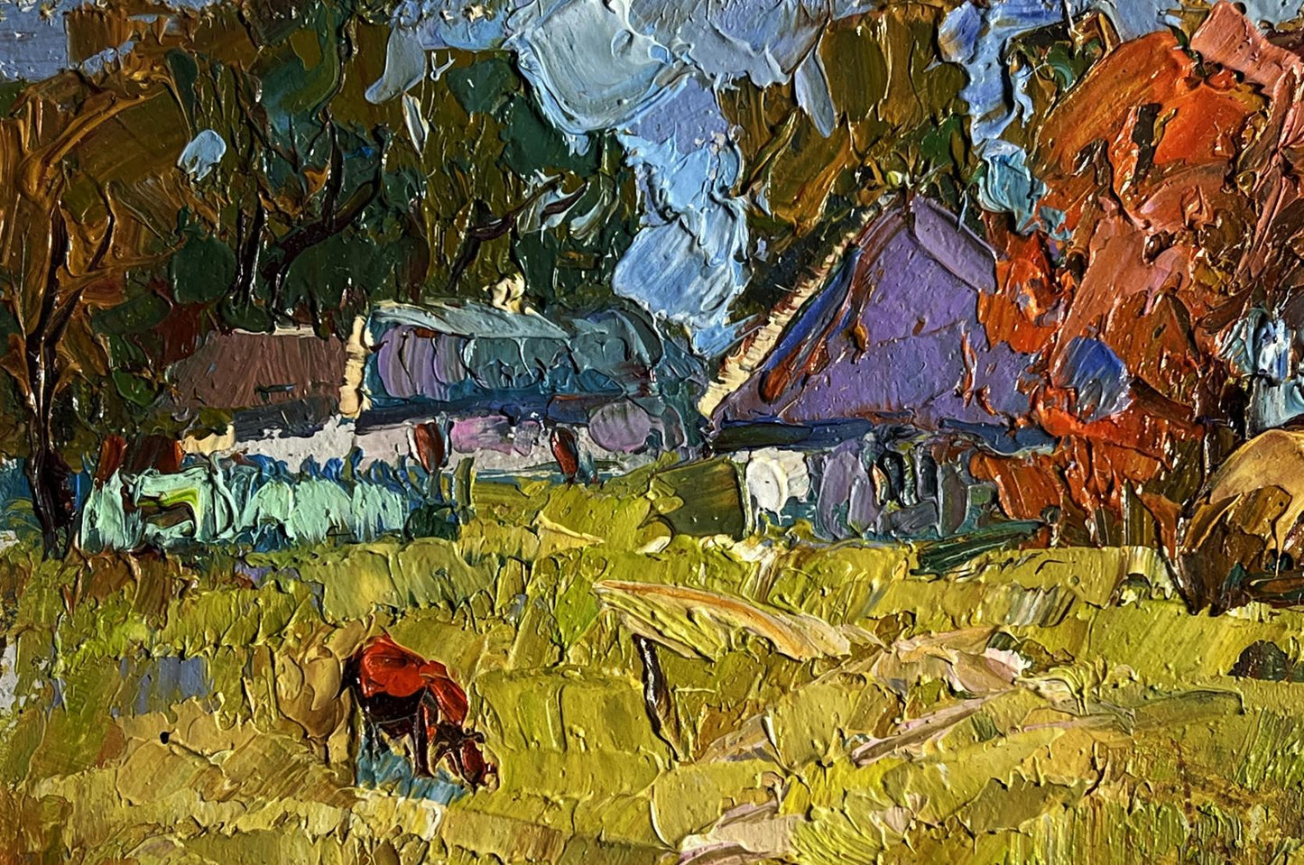Oil painting Autumn has come to the village Oksana Ivanyuk