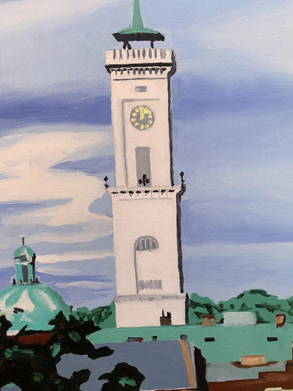 Oil painting City Tower Oleksandr Gukalov