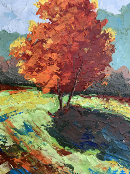 Oil painting Autumn tree V. Zadorozhnya