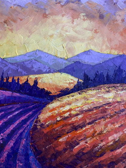 Oil painting Mountain Sunset V. Zadorozhnya