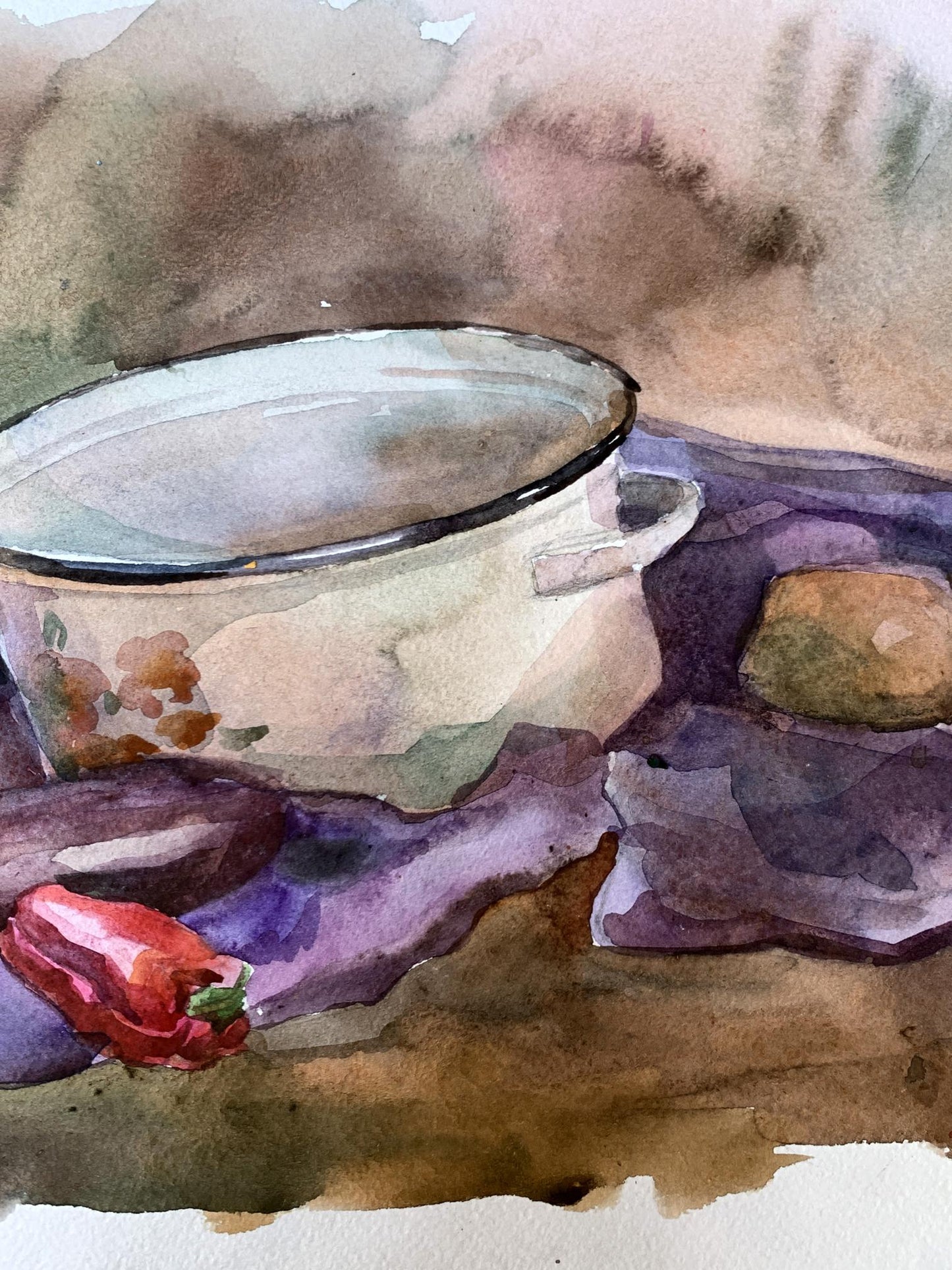 Watercolor painting Start cooking Unknown artist