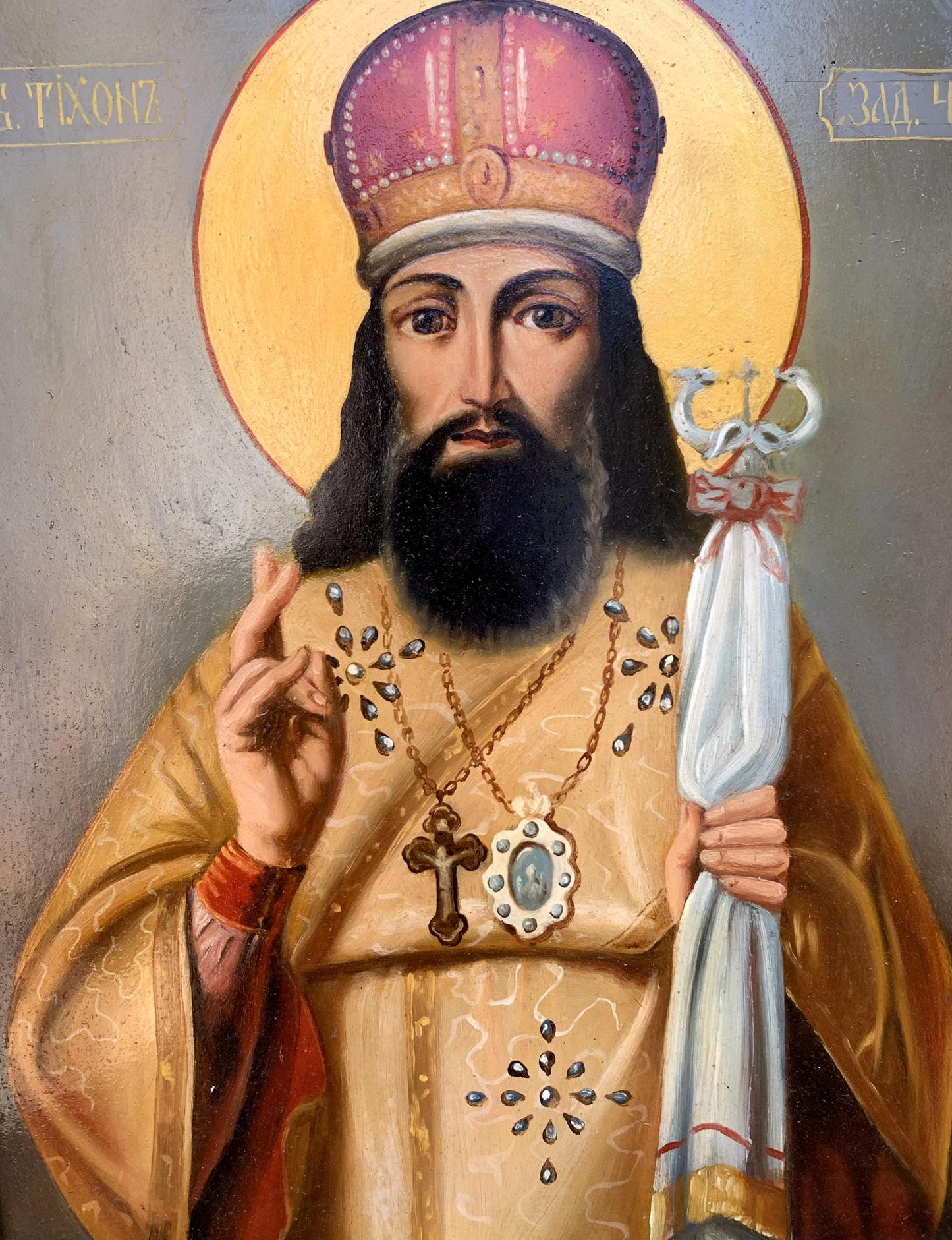 Oil painting Icon of the Saint Oleksandr Gukalov