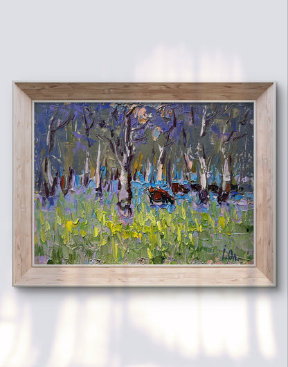 Oil painting Early spring and the meadows are in bloom Oleksiy Ivanyuk