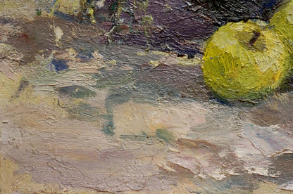 Oil painting Bouquet of flowers with apples Sokolova Zinaida Ivanovna