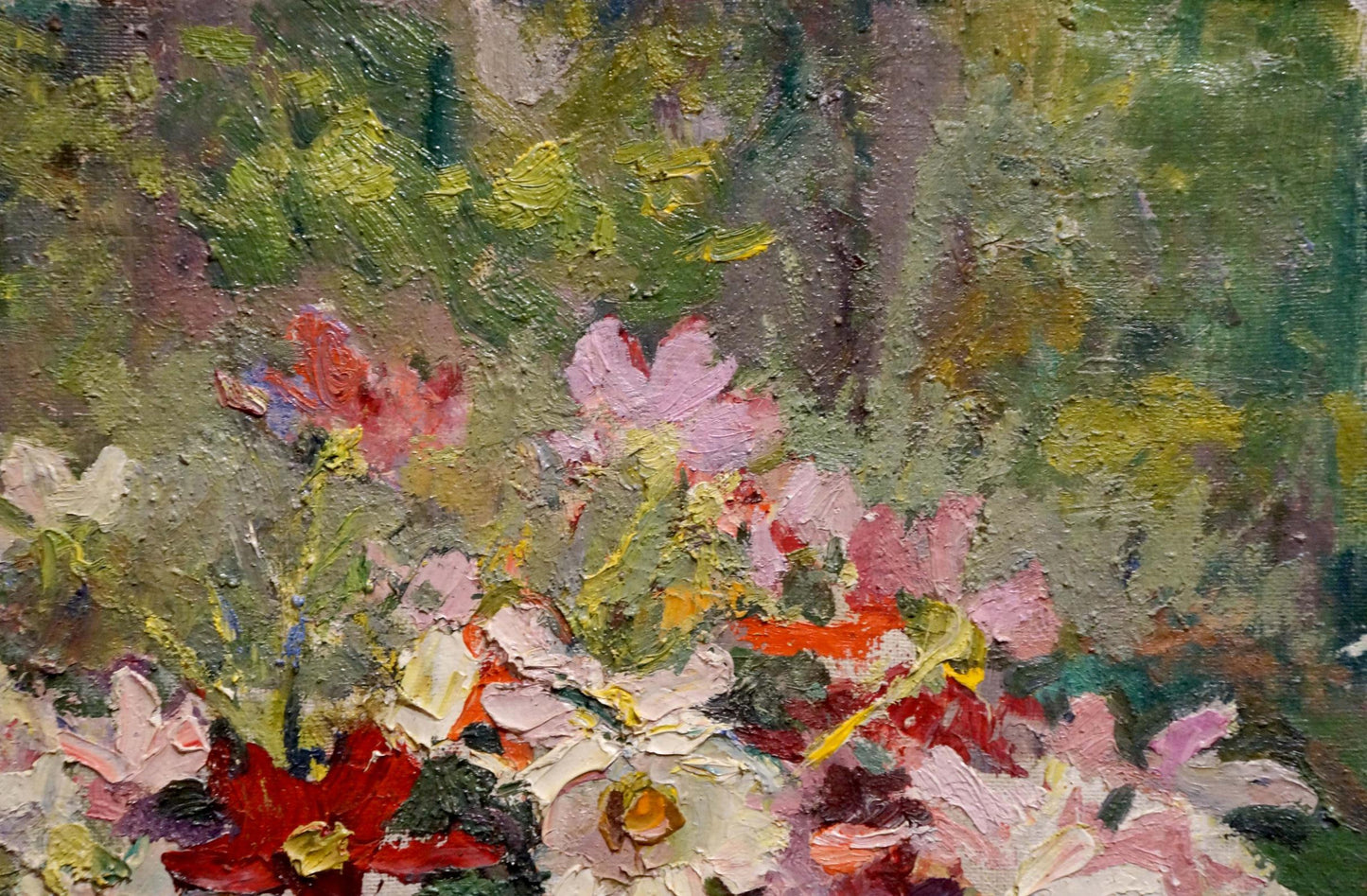 Oil painting Bouquet of flowers with apples Sokolova Zinaida Ivanovna