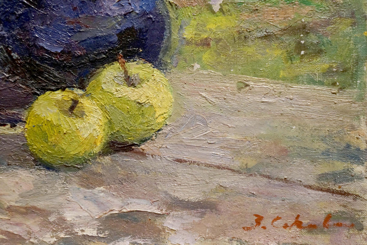 Oil painting Bouquet of flowers with apples Sokolova Zinaida Ivanovna