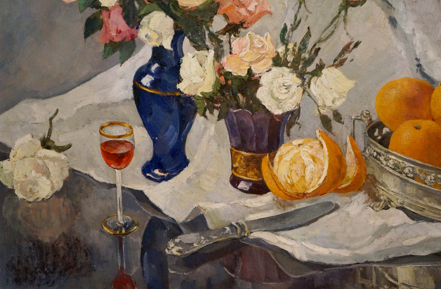 Oil painting Roses and oranges Tsvetkova Valentina Petrovna