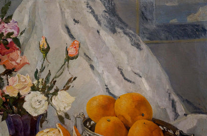 Oil painting Roses and oranges Tsvetkova Valentina Petrovna