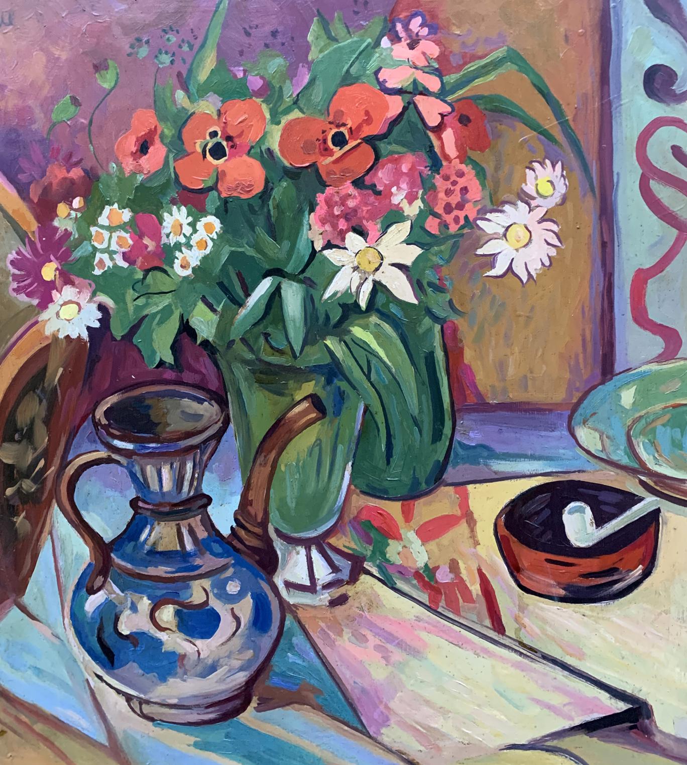 Oil painting Flowers on the table Unknown artist