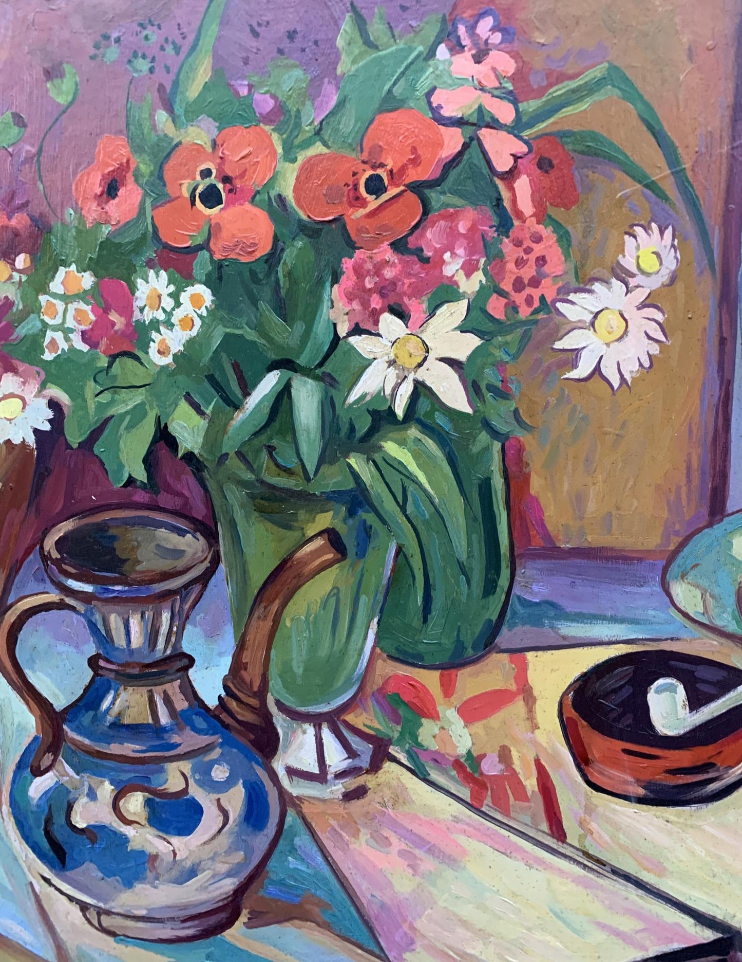 Oil painting Flowers on the table Unknown artist