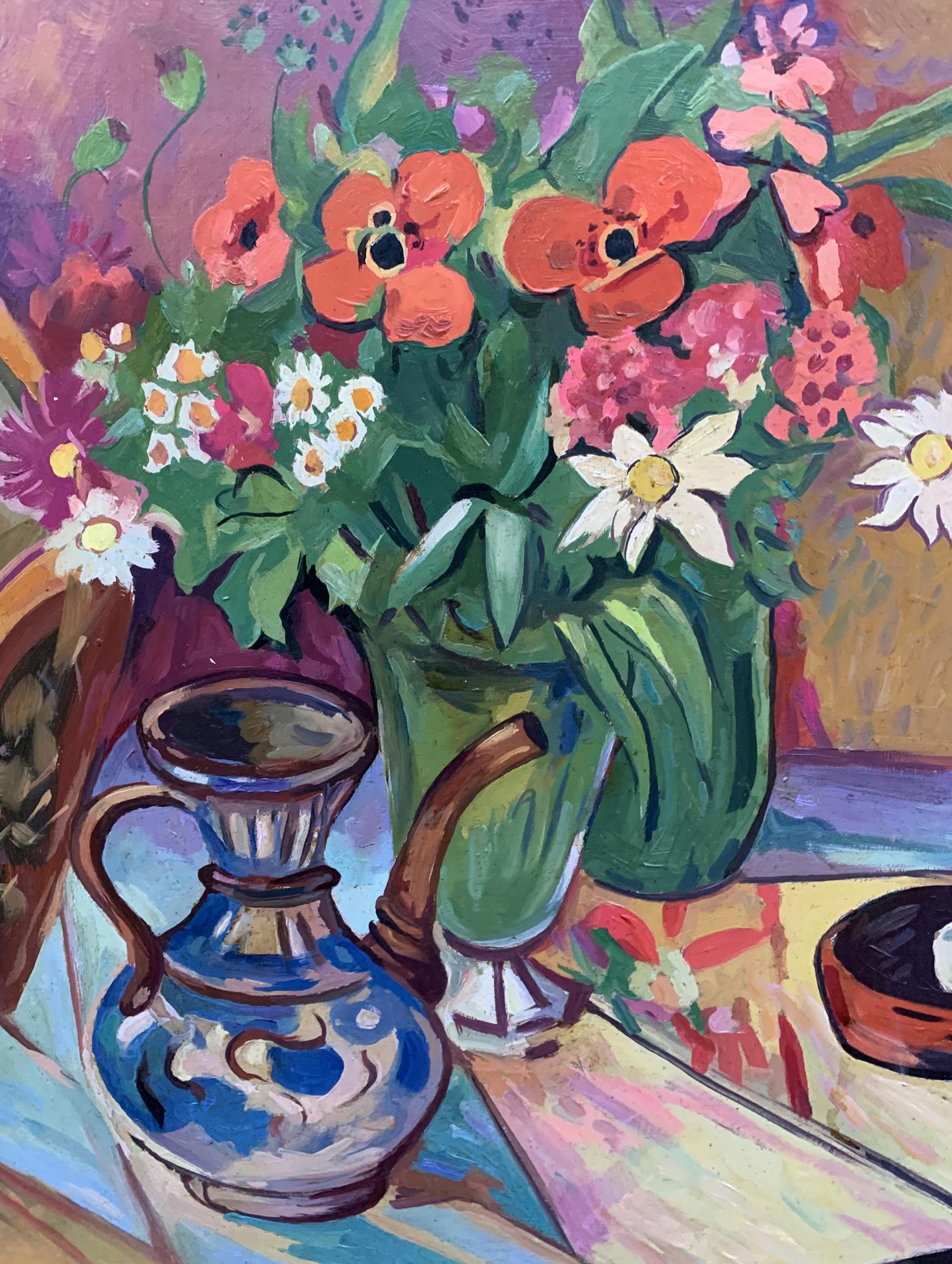 Oil painting Flowers on the table Unknown artist