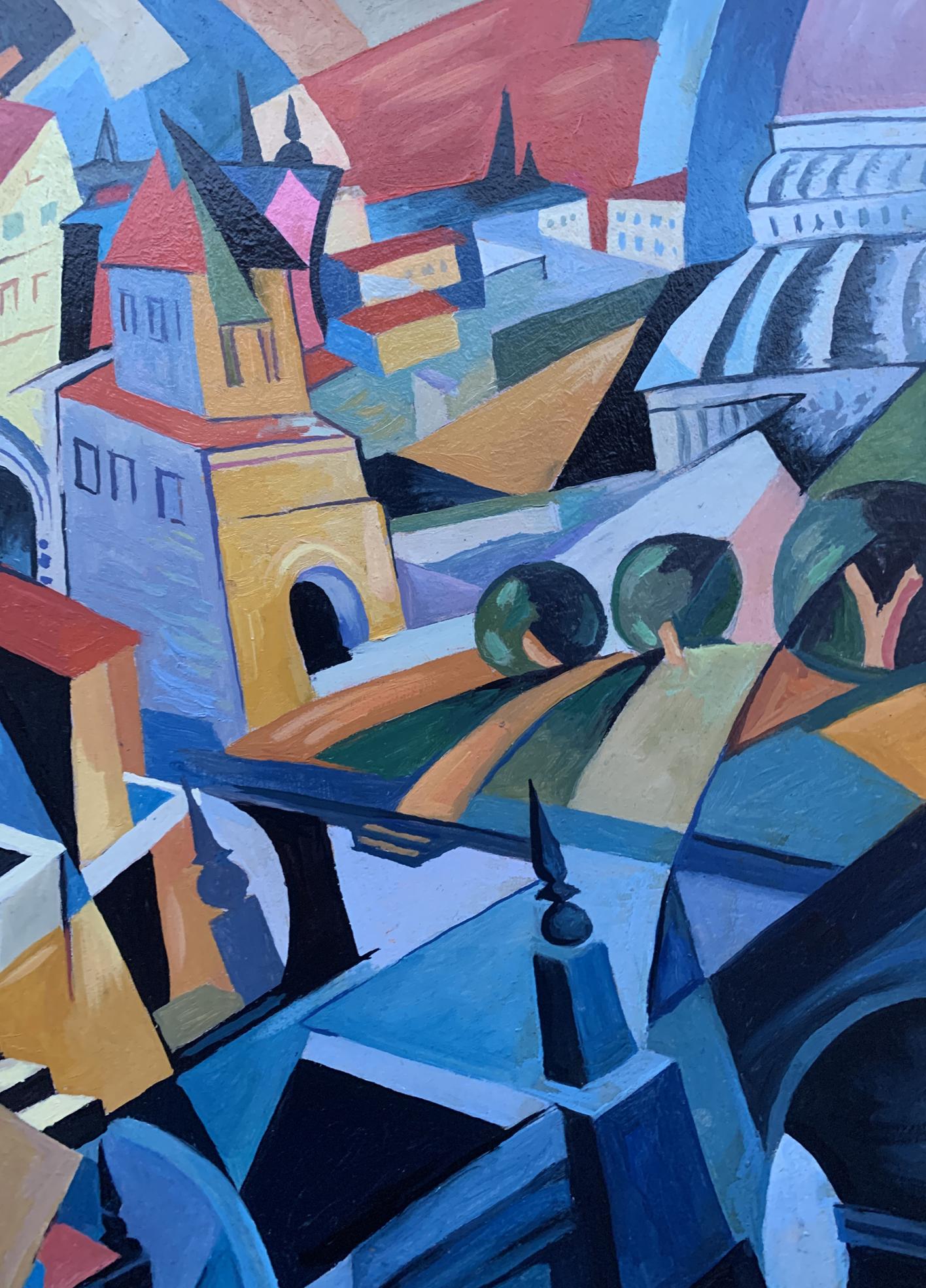 Abstract oil painting City life Unknown artist