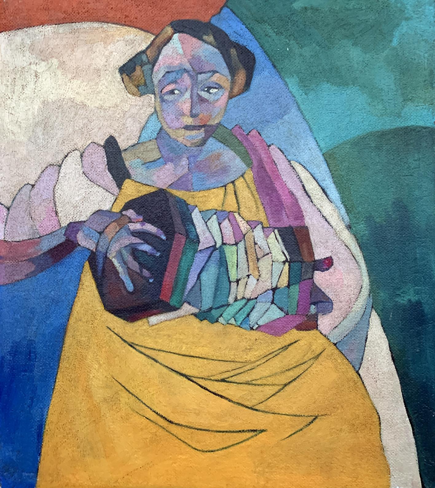 Abstract oil painting Portraits of mom V. Konotopsky