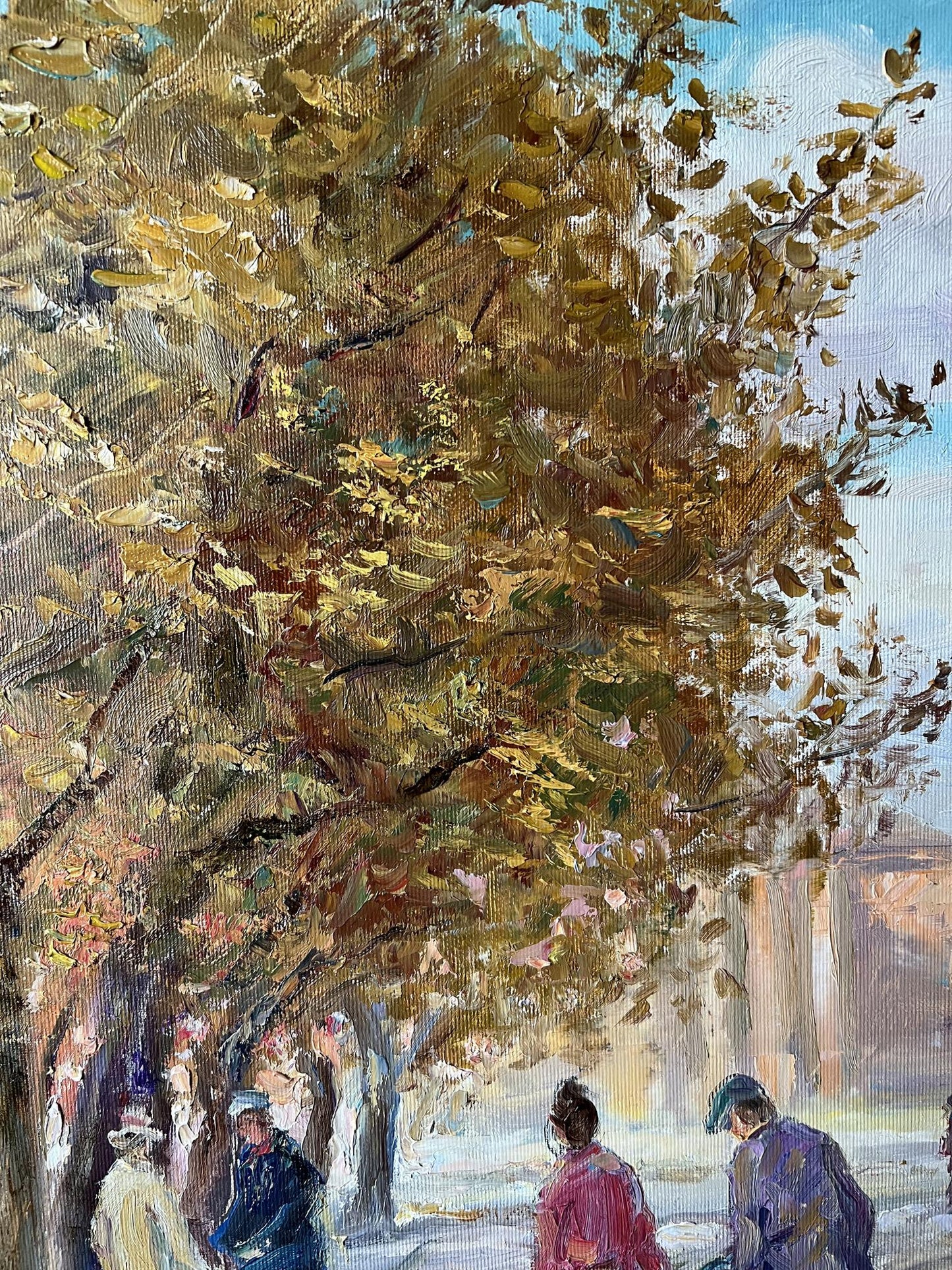 Oil painting Autumn on the chestnut street V. Mishurovsky
