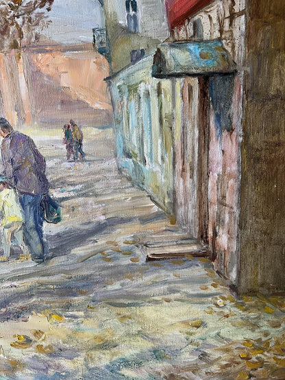 Oil painting Autumn on the chestnut street V. Mishurovsky