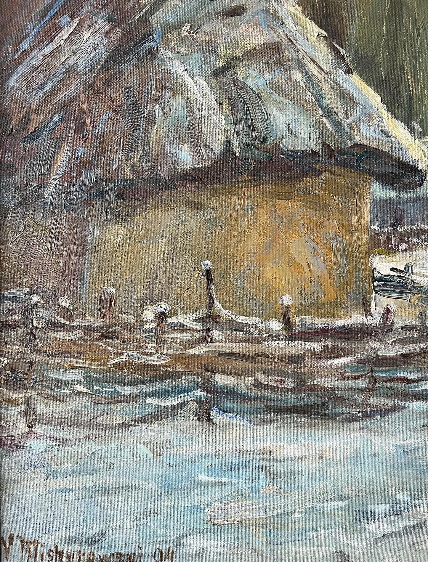 Oil painting Winter evening V. Mishurovsky