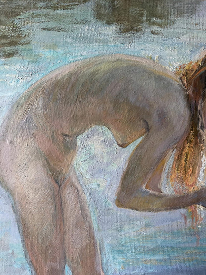 Oil painting Bathing in the sun V. Mishurovsky