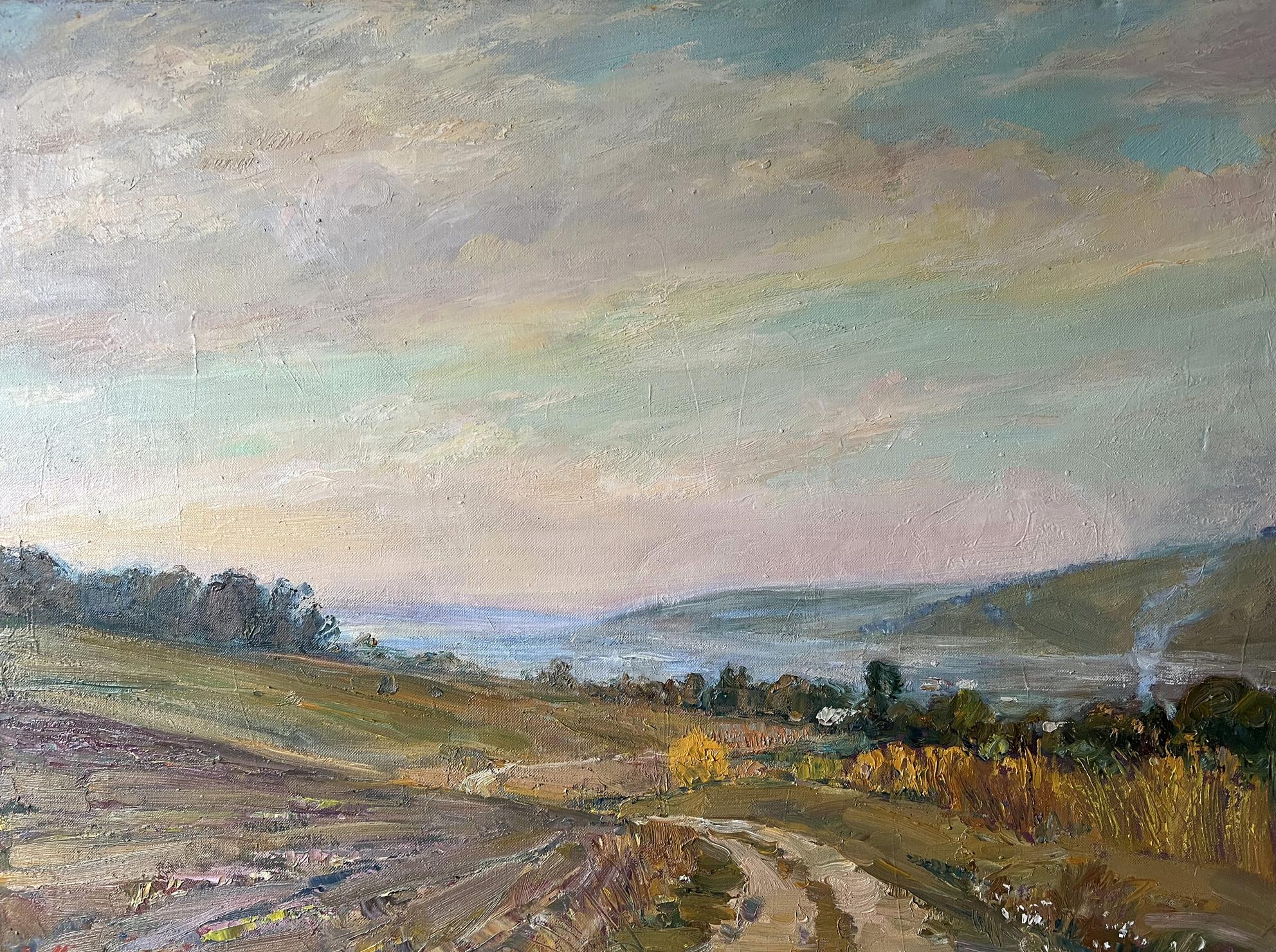 Oil painting Autumn evening on the road V. Mishurovsky
