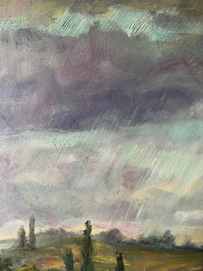Oil painting Landscape with rain V. Mishurovsky