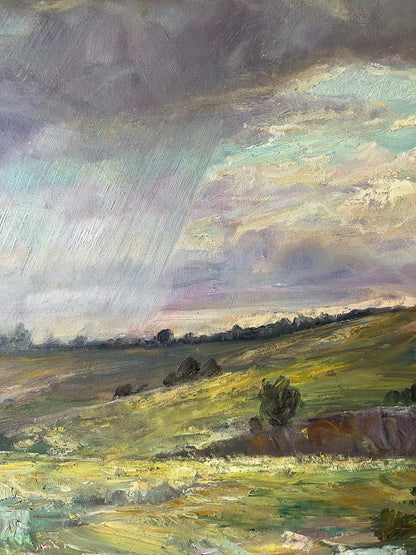 Oil painting Landscape with rain V. Mishurovsky