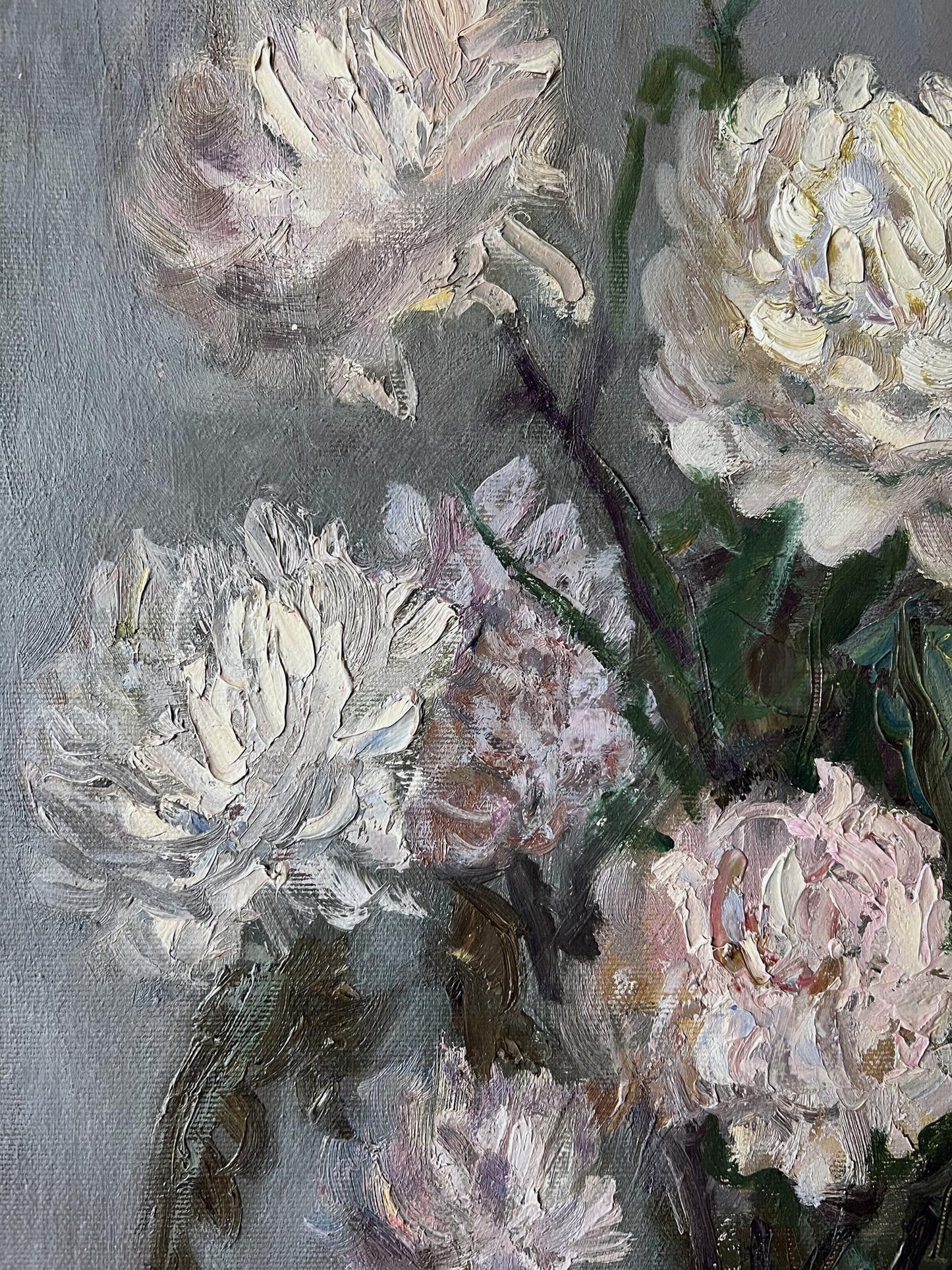 Oil painting Chrysanthemums still life 