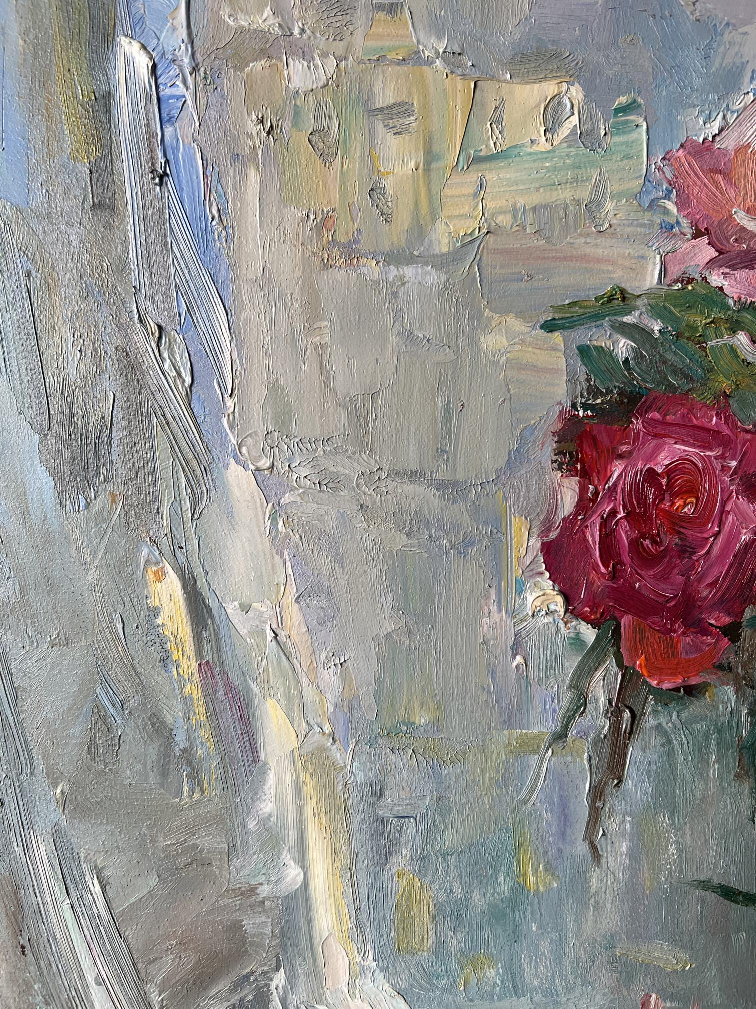 Oil painting Peonies still life  