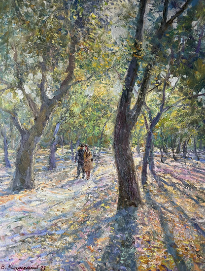 Oil painting Autumn in the park V. Mishurovsky