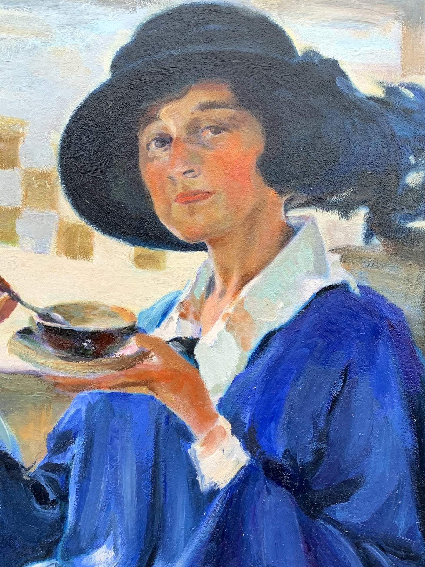 Oil painting Woman having tea Boris Serdyuk