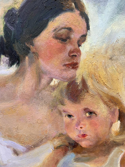 Oil painting Mom and daughter Boris Serdyuk