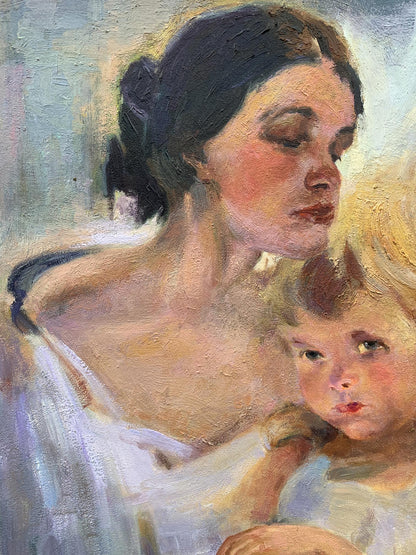 Oil painting Mom and daughter Boris Serdyuk