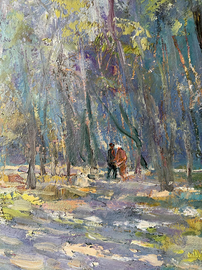 Oil painting A walk in the park V. Mishurovsky