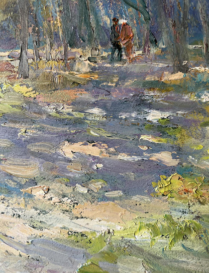 Oil painting A walk in the park V. Mishurovsky