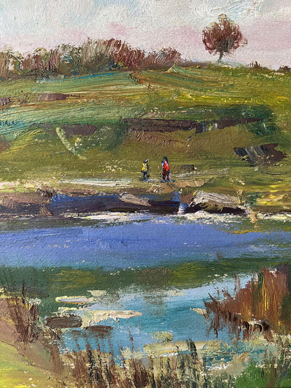 Oil painting Spring fishing V. Mishurovsky
