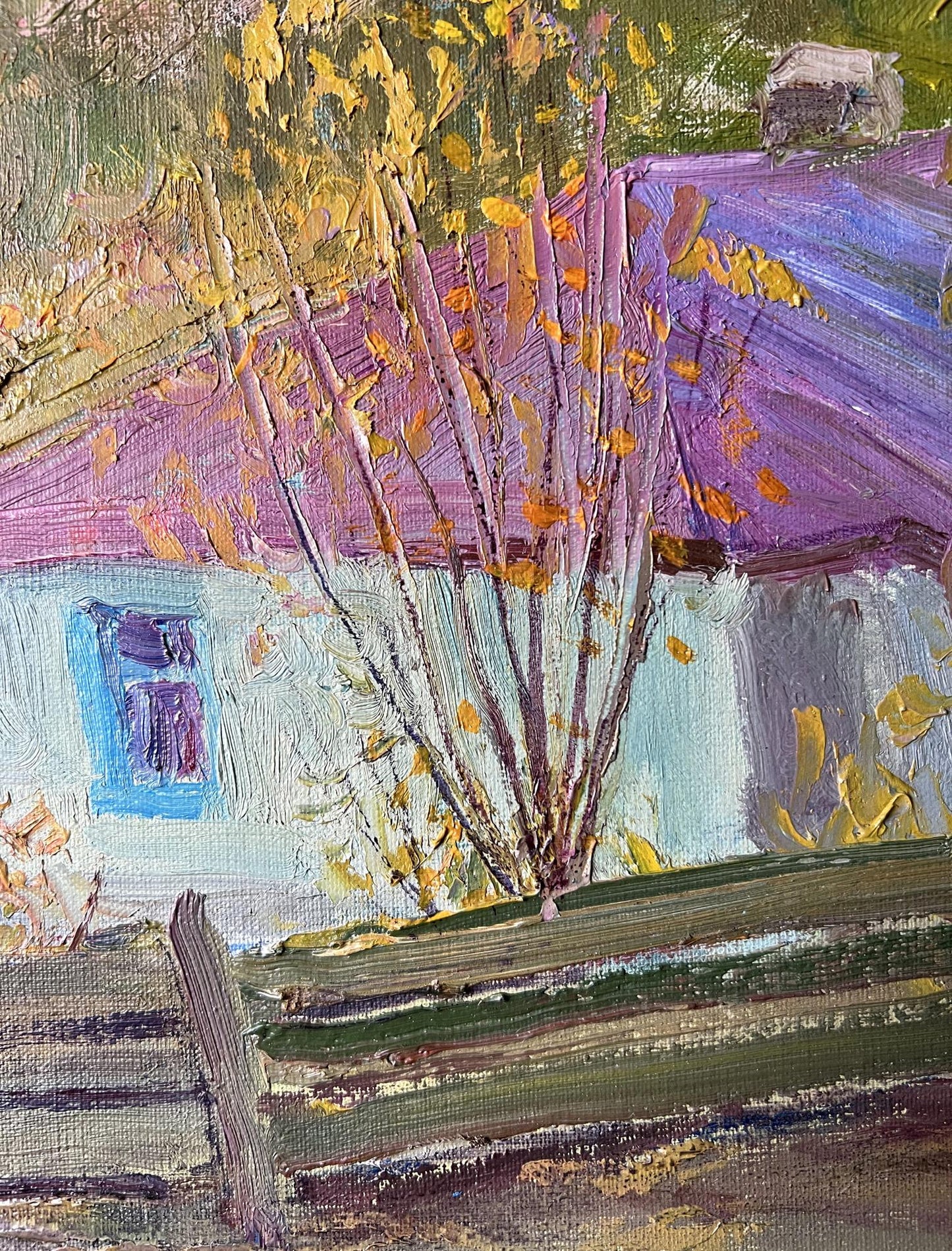 Oil painting House in autumn evening V. Mishurovsky