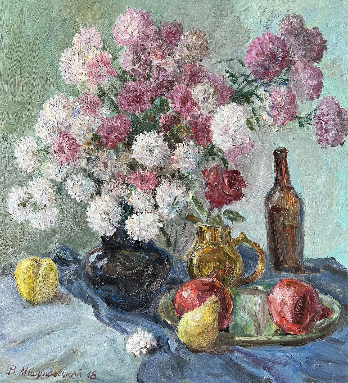 Oil painting Still life with chrysanthemums V. Mishurovsky