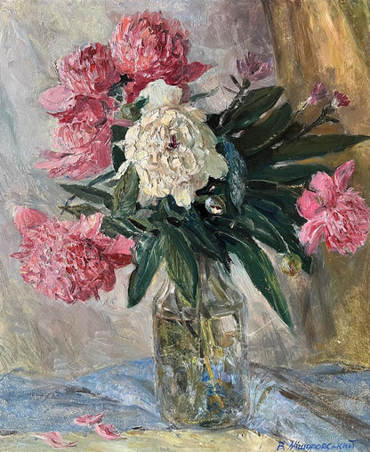 Oil painting Peonies V. Mishurovsky